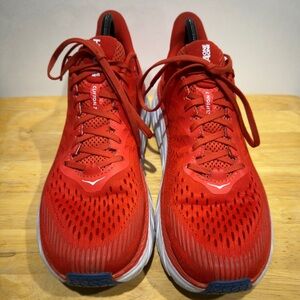Hoka One One Men's Clifton 7 Running Shoes, Red/White, Men’s Size 11
